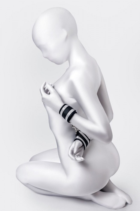 Серебристо-черные наручники Anonymo - ToyFa - купить с доставкой в Новокузнецке