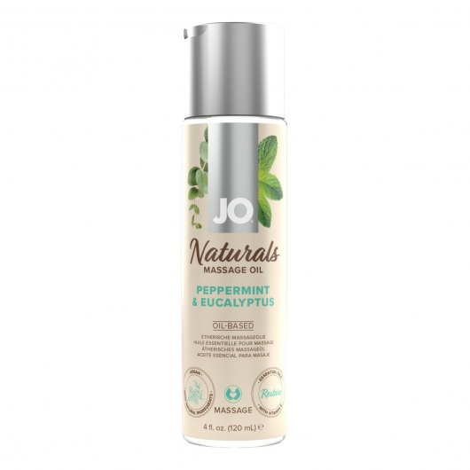 Массажное масло с ароматом перечной мяты и эвкалипта JO Naturals Peppermint   Eucalyptus - 120 мл. - System JO - купить с доставкой в Новокузнецке