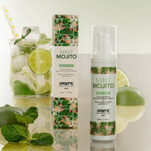 Разогревающее массажное масло с ароматом мохито Gourmet Mint Mojito - 50 мл. - Exsens - купить с доставкой в Новокузнецке
