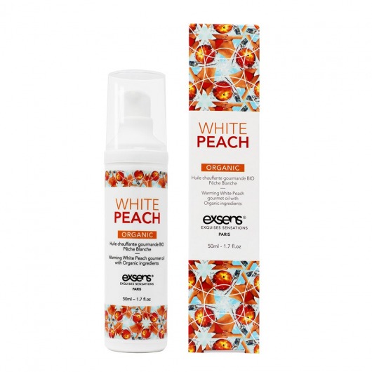 Разогревающее массажное масло Gourmet White Peach Organic с органическими ингредиентами - 50 мл. - Exsens - купить с доставкой в Новокузнецке