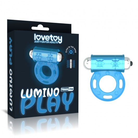 Голубое, светящееся в темноте эрекционное виброкольцо Lumino Play Vibrating Penis Ring - Lovetoy - в Новокузнецке купить с доставкой