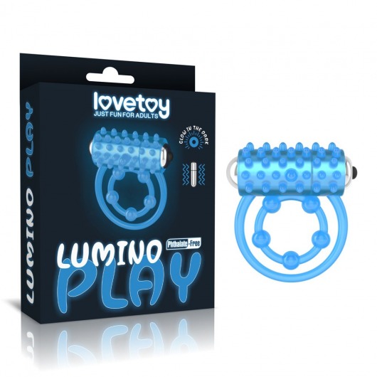 Голубое, светящееся в темноте виброкольцо Lumino Play Vibrating Penis Ring - Lovetoy - в Новокузнецке купить с доставкой