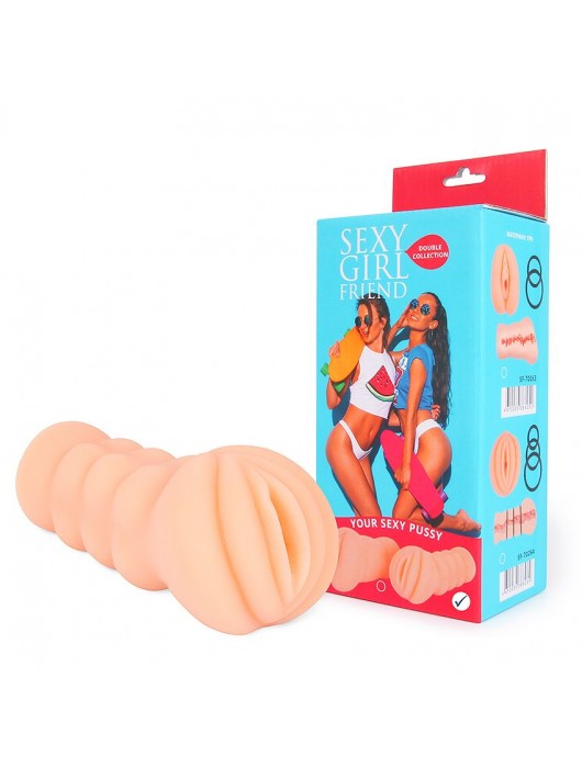 Телесный мастурбатор-вагина с комплектом эрекционных колец - Bior toys - в Новокузнецке купить с доставкой