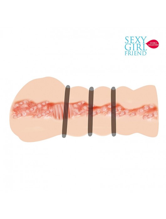 Телесный мастурбатор-вагина с комплектом эрекционных колец - Bior toys - в Новокузнецке купить с доставкой