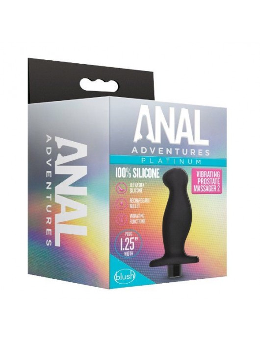 Черный анальный вибромассажёр Silicone Vibrating Prostate Massager 02 - 10,8 см. - Blush Novelties - в Новокузнецке купить с доставкой