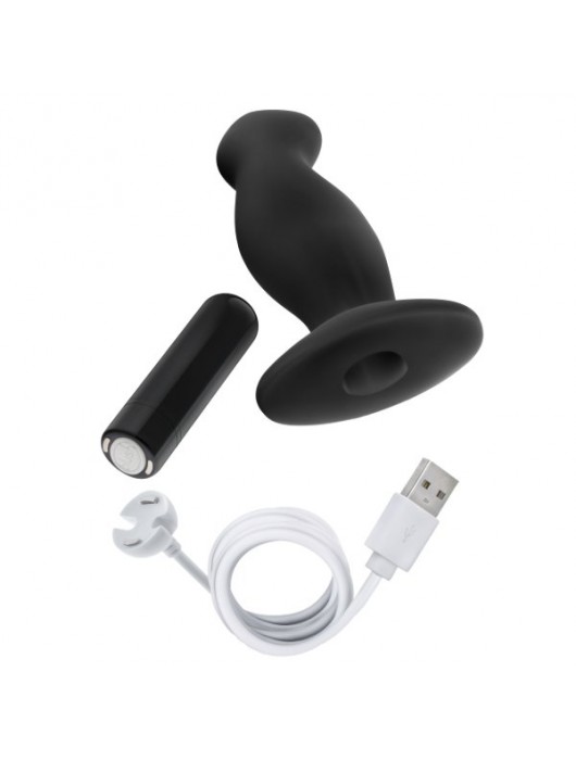 Черный анальный вибромассажёр Silicone Vibrating Prostate Massager 02 - 10,8 см. - Blush Novelties - в Новокузнецке купить с доставкой
