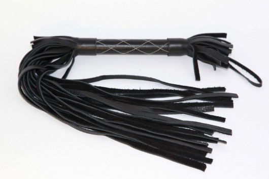 Чёрная многохвостая плетка с белыми простроченными ромбами - 45 см. - БДСМ Арсенал - купить с доставкой в Новокузнецке