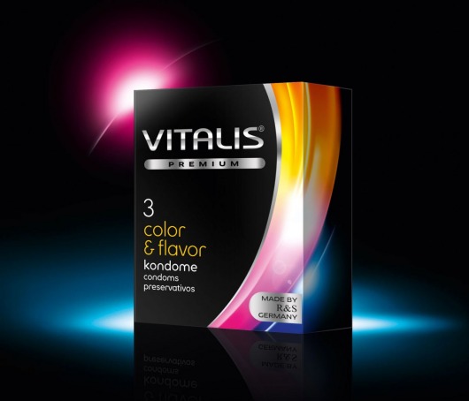 Цветные ароматизированные презервативы VITALIS PREMIUM color   flavor - 3 шт. - Vitalis - купить с доставкой в Новокузнецке