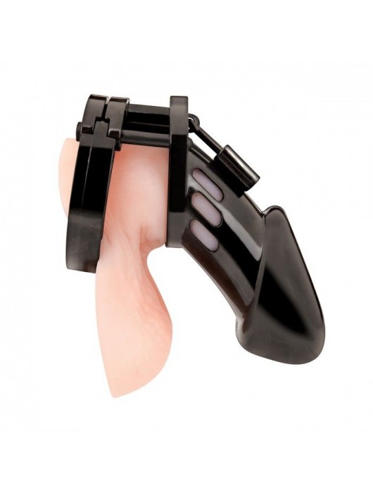 Черная акриловая клетка целомудрия для члена с замком - BlueLine - купить с доставкой в Новокузнецке