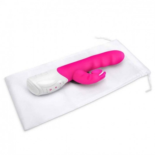 Розовый вибромассажер с клиторальной стимуляцией Clitoral Suction Rabbit - 24,5 см. - Rabbit Essentials