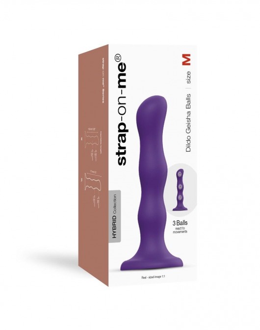 Фиолетовая насадка Strap-On-Me Dildo Geisha Balls size M - Strap-on-me - купить с доставкой в Новокузнецке