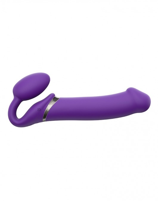 Фиолетовый безремневой вибрострапон Silicone Bendable Strap-On - size XL - Strap-on-me - купить с доставкой в Новокузнецке