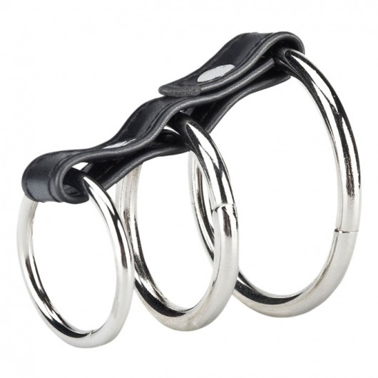 Хомут на пенис из трех металлических колец 3 RING GATES OF HELL - BlueLine - в Новокузнецке купить с доставкой