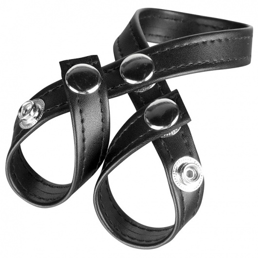 Разделитель мошонки из искусственной кожи на клепках 8 STYLE BALL DIVIDER - BlueLine - купить с доставкой в Новокузнецке