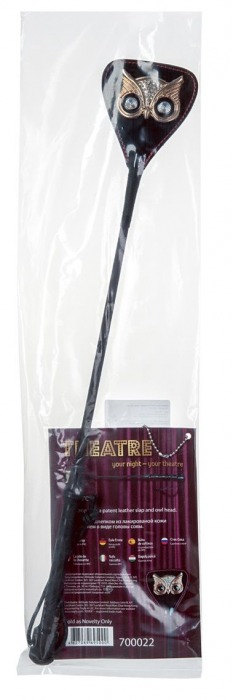Чёрный стек с совой на кожаном наконечнике - 24 см. - ToyFa - купить с доставкой в Новокузнецке