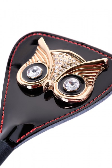 Чёрный стек с совой на кожаном наконечнике - 24 см. - ToyFa - купить с доставкой в Новокузнецке