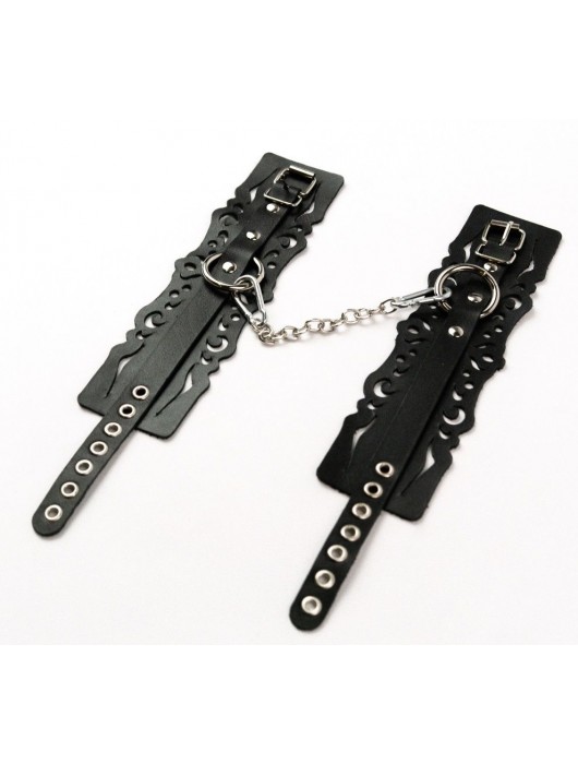 Узорчатые кожаные оковы с регулируемыми ремешками - Crazy Handmade - купить с доставкой в Новокузнецке