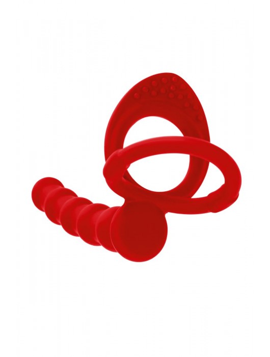 Красная насадка на пенис для двойного проникновения - 19,5 см. - ToyFa - купить с доставкой в Новокузнецке