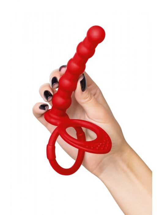 Красная насадка на пенис для двойного проникновения - 19,5 см. - ToyFa - купить с доставкой в Новокузнецке