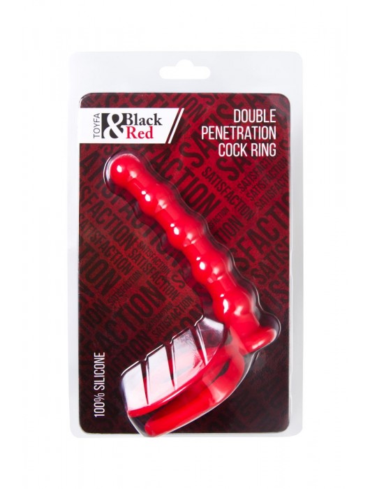 Красная насадка на пенис для двойного проникновения - 19,5 см. - ToyFa - купить с доставкой в Новокузнецке