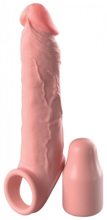 Телесная насадка-удлинитель 2 Inch Silicone X-tension with Strap - 20,3 см. - Pipedream - в Новокузнецке купить с доставкой
