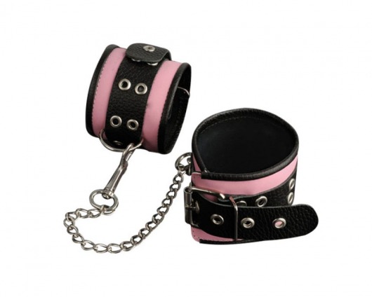 Кожаные розовые оковы с черным широким ремешком - Sitabella - купить с доставкой в Новокузнецке