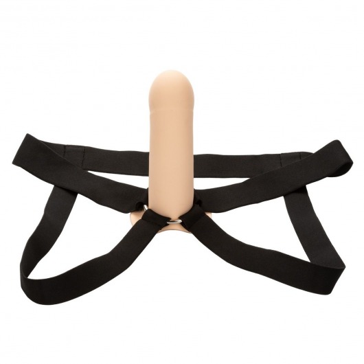 Телесный фаллопротез из силикона Extension with Harness - 15,75 см. - California Exotic Novelties - купить с доставкой в Новокузнецке