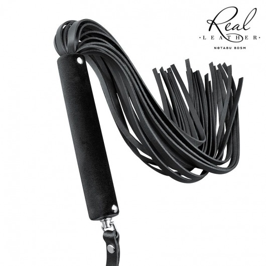Черная кожаная плеть-флоггер - 84 см. - Notabu - купить с доставкой в Новокузнецке