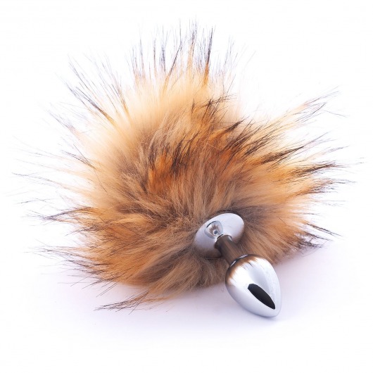 Серебристая анальная пробка с коричневым хвостиком - Crazy Handmade в Новокузнецке Серебристая анальная пробка с коричневым хвостиком - Crazy Handmade