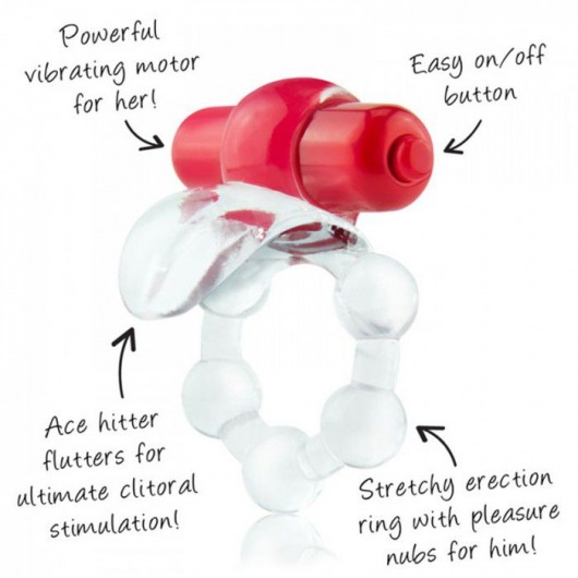 Виброкольцо с язычком и красным виброэлементом Overtime - Screaming O - в Новокузнецке купить с доставкой