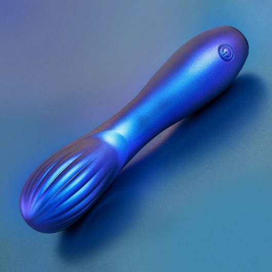 Синий вибромассажер с загнутой головкой - 15 см. - DAISY