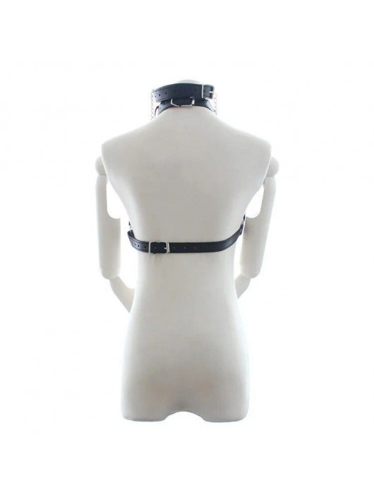 Черная портупея на грудь с кляпом и зажимами для сосков - Notabu - купить с доставкой в Новокузнецке