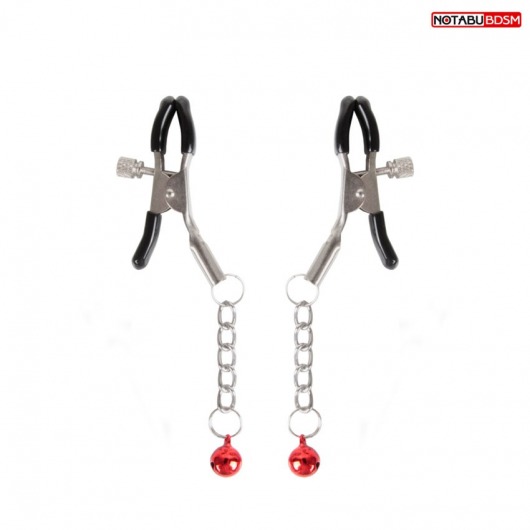 Серебристые зажимы на соски с шариками на цепочках - Notabu - купить с доставкой в Новокузнецке