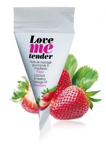 Съедобное согревающее массажное масло Love Me Tender Strawberry с ароматом клубники - 10 мл. - Love to Love - купить с доставкой в Новокузнецке
