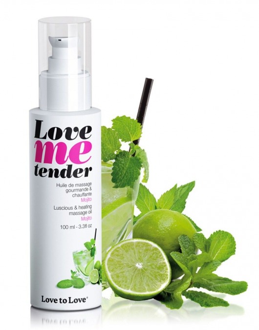 Съедобное согревающее массажное масло Love Me Tender Mojito с ароматом мохито - 100 мл. - Love to Love - купить с доставкой в Новокузнецке