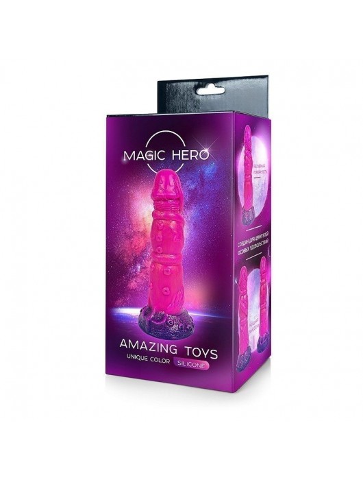 Розовый рельефный фантазийный фаллоимитатор - 20 см. - Bior toys - купить с доставкой в Новокузнецке