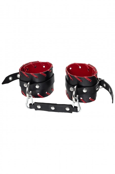 Черно-красные оковы из натуральной кожи - Pecado - купить с доставкой в Новокузнецке
