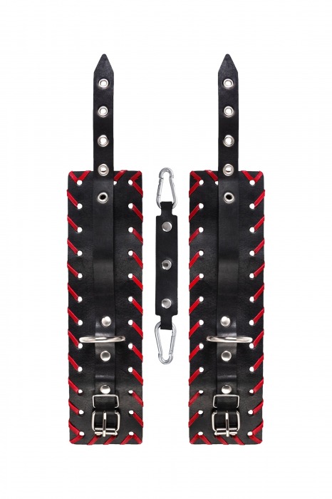 Черно-красные оковы из натуральной кожи - Pecado - купить с доставкой в Новокузнецке