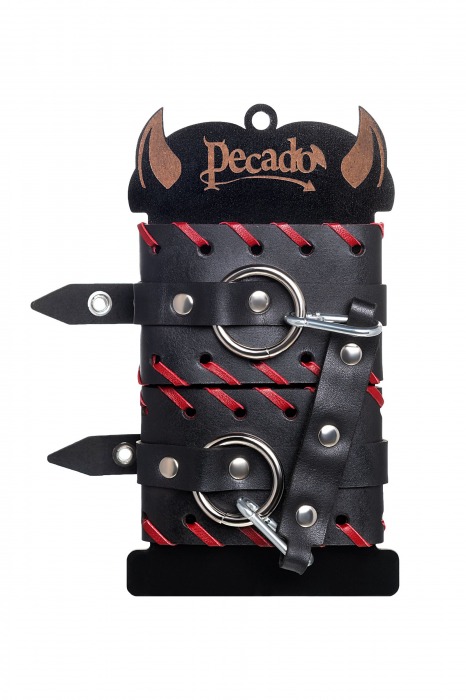 Черно-красные оковы из натуральной кожи - Pecado - купить с доставкой в Новокузнецке