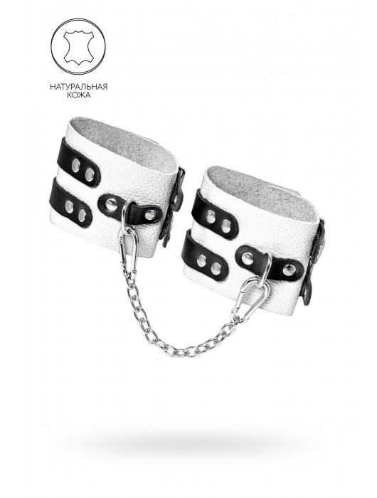 Бело-черные оковы с двумя ремешками и люверсами - Pecado - купить с доставкой в Новокузнецке