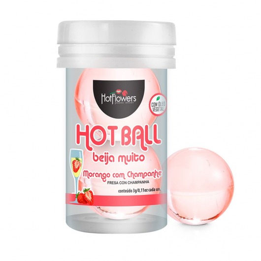 Лубрикант на масляной основе Hot Ball Beija Muito с ароматом клубники и шампанского (2 шарика по 3 гр.) - HotFlowers - купить с доставкой в Новокузнецке