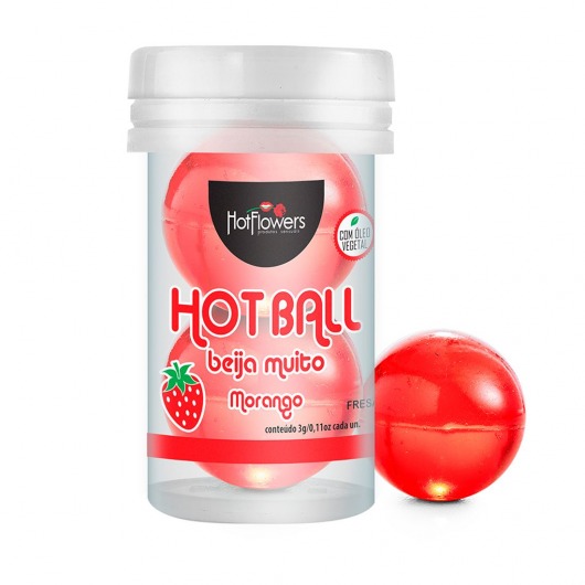 Лубрикант на масляной основе Hot Ball Beija Muito с ароматом клубники (2 шарика по 3 гр.) - HotFlowers - купить с доставкой в Новокузнецке