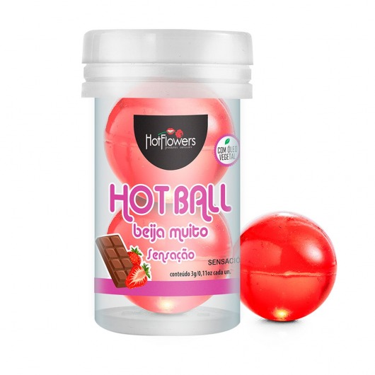 Лубрикант на масляной основе Hot Ball Beija Muito с ароматом шоколада и клубники (2 шарика по 3 гр.) - HotFlowers - купить с доставкой в Новокузнецке