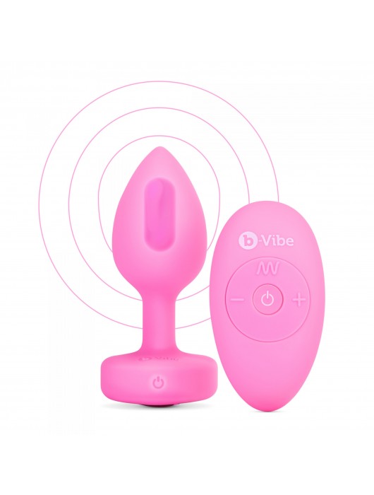 Розовый анальный плаг с кристаллом-сердцем Vibrating Heart Shape Jewel Plug S-M - b-Vibe