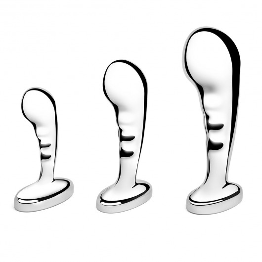 Набор из 3 стальных стимуляторов простаты Stainless Steel P-spot Training Set - b-Vibe - в Новокузнецке купить с доставкой