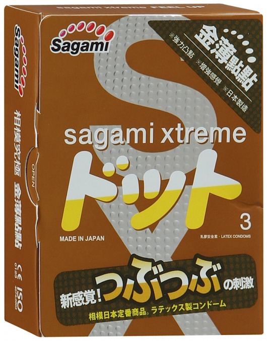 Презервативы Sagami Xtreme FEEL UP с точечной текстурой и линиями прилегания - 3 шт. - Sagami - купить с доставкой в Новокузнецке