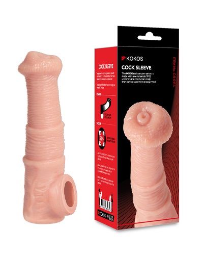 Телесная фантазийная насадка на член Cock Sleeve Size M - KOKOS - в Новокузнецке купить с доставкой