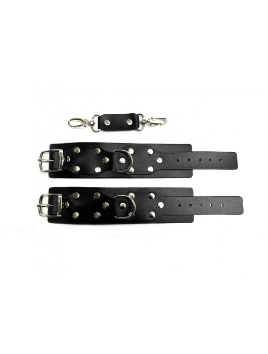 Черные кожаные наручники Sex Game - БДСМ Арсенал - купить с доставкой в Новокузнецке