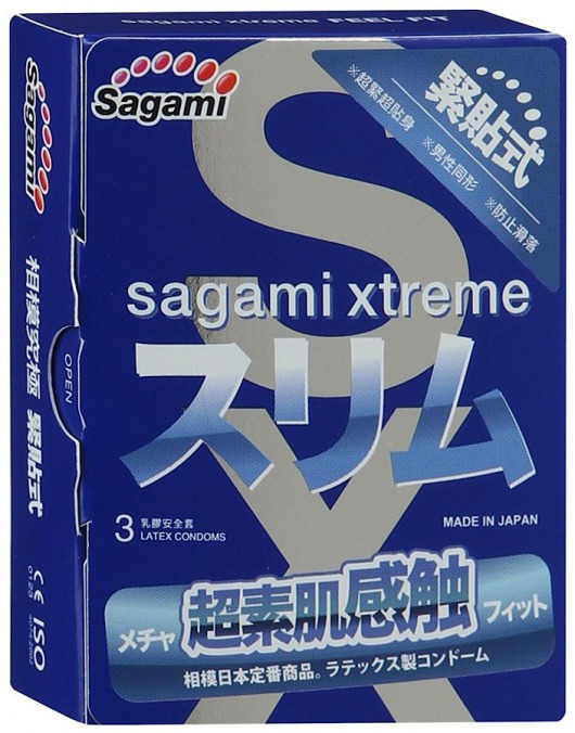 Розовые презервативы Sagami Xtreme FEEL FIT 3D - 3 шт. - Sagami - купить с доставкой в Новокузнецке