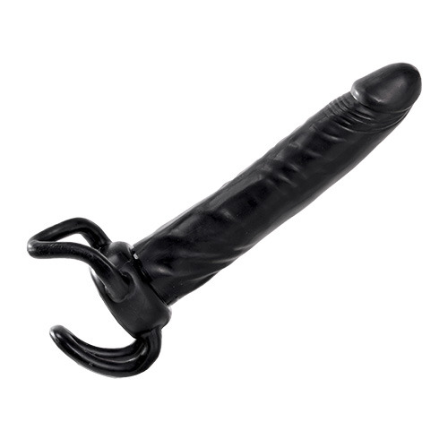 Чёрная насадка-фаллос для двойного проникновения INFLATABLE DILDO SLIM DONG  - 13,5 см. - Toyz4lovers - в Новокузнецке купить с доставкой